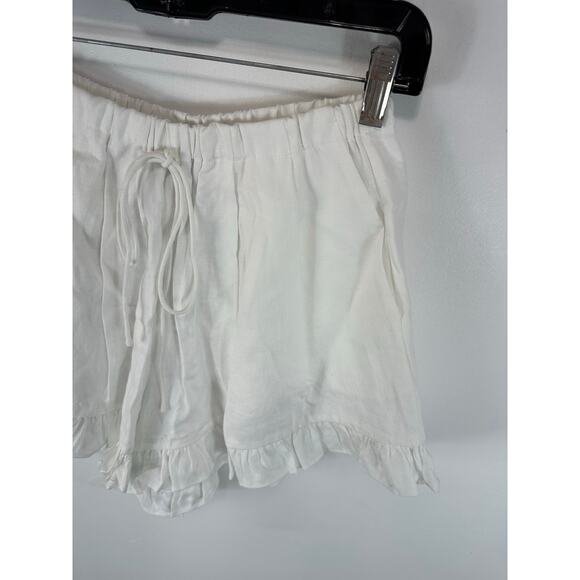 Joslin Studio Linen Shorts White Drawstring Waist Ruffle Trim Size 8 (US Size 4) - Picture 11 of 13